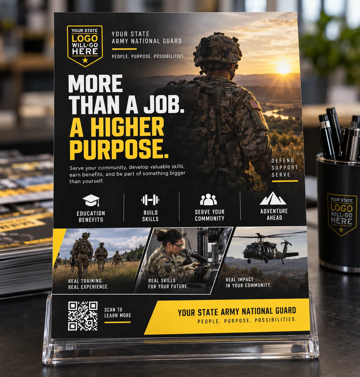 Countertop Recruiting Display — Black and gold