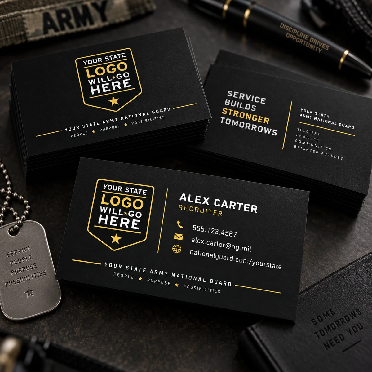 Recruiter Business Card — Black and gold