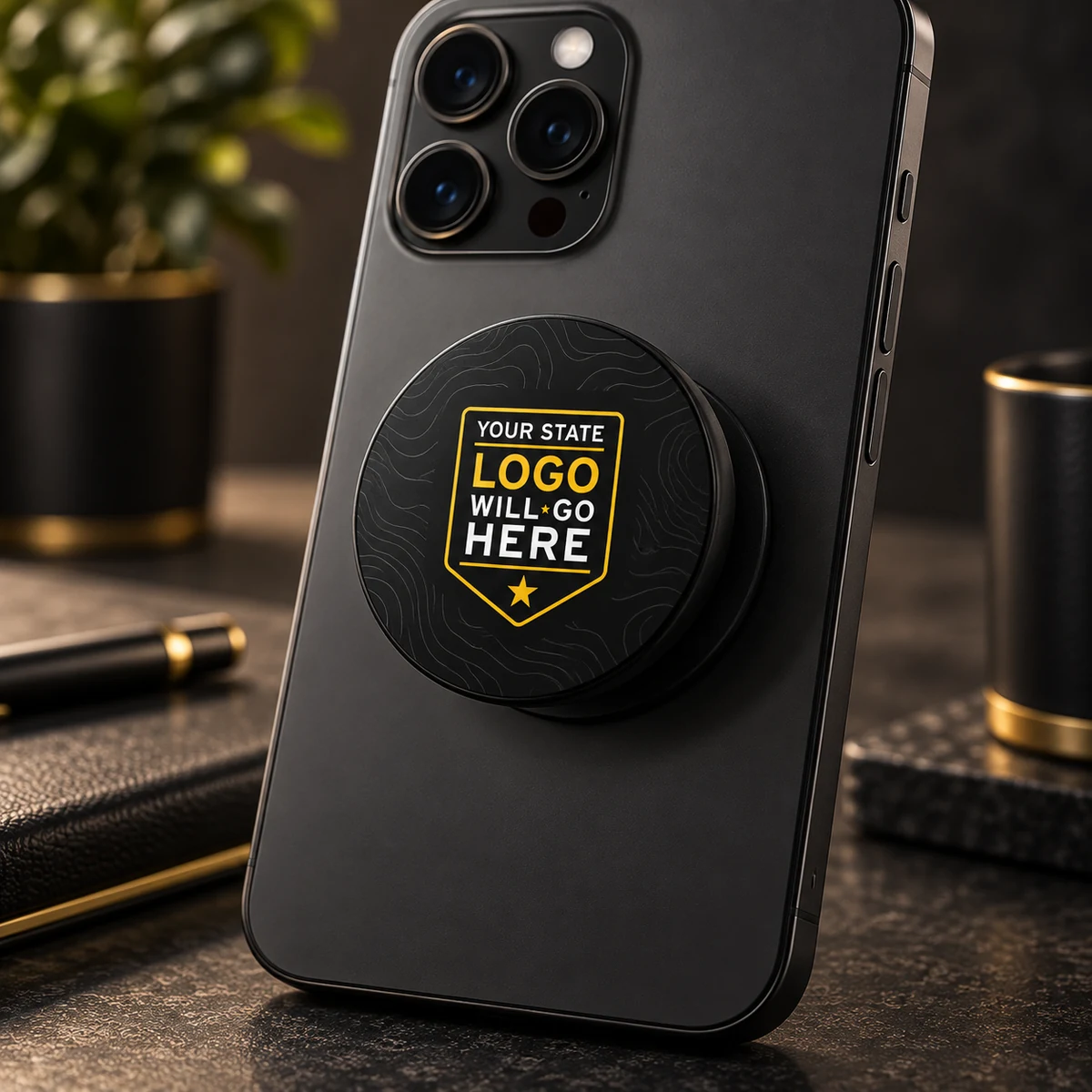 Guard Phone Grip — Black and gold