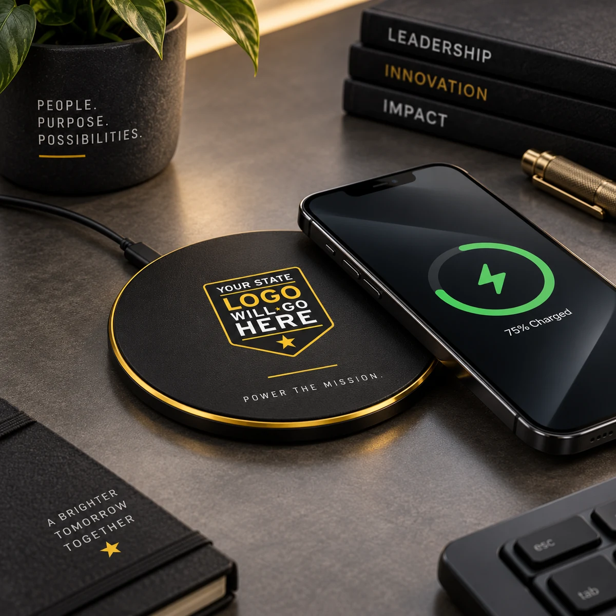 Guard Wireless Charging Pad — Black and gold