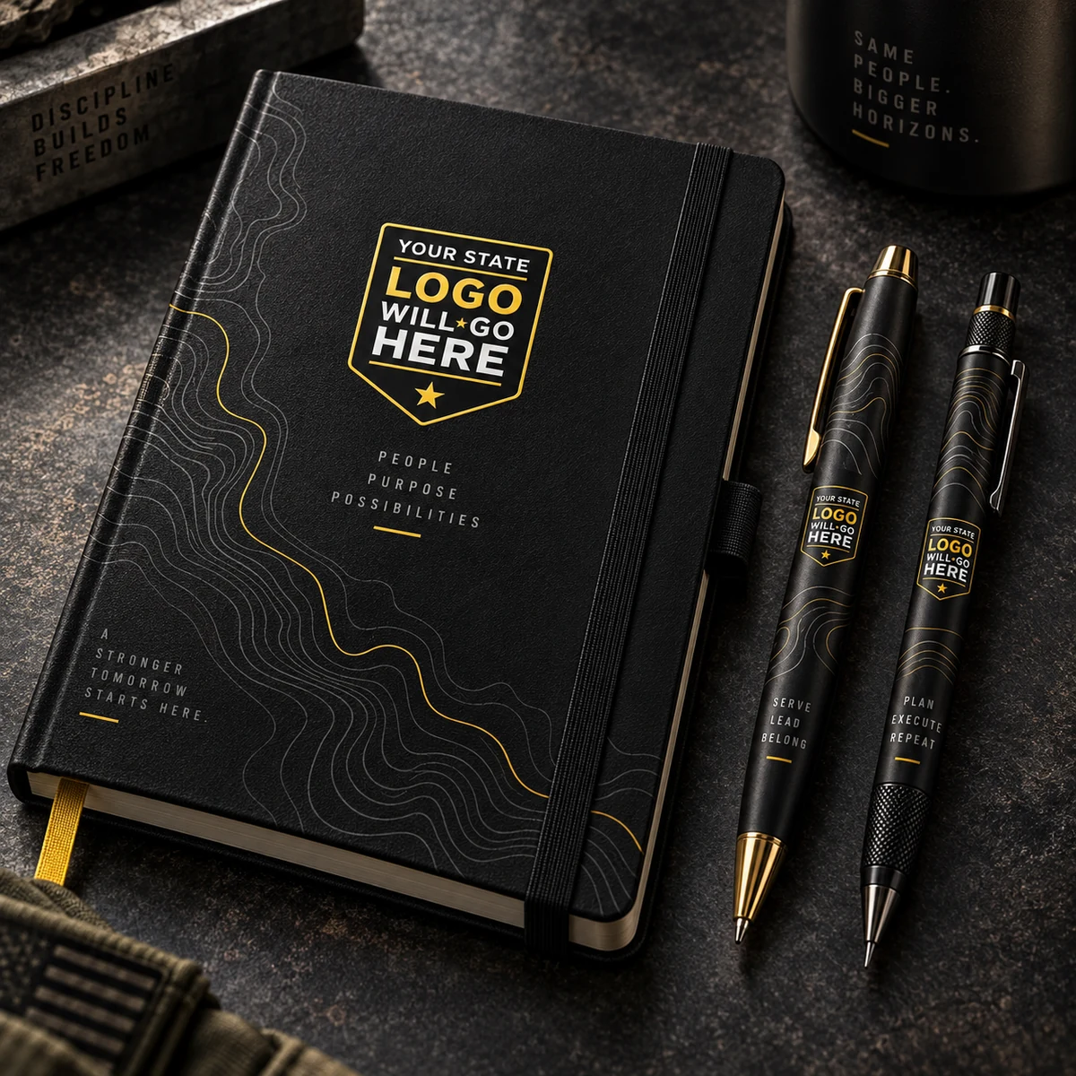 Journal and Pen Set &mdash; Topographic / Black