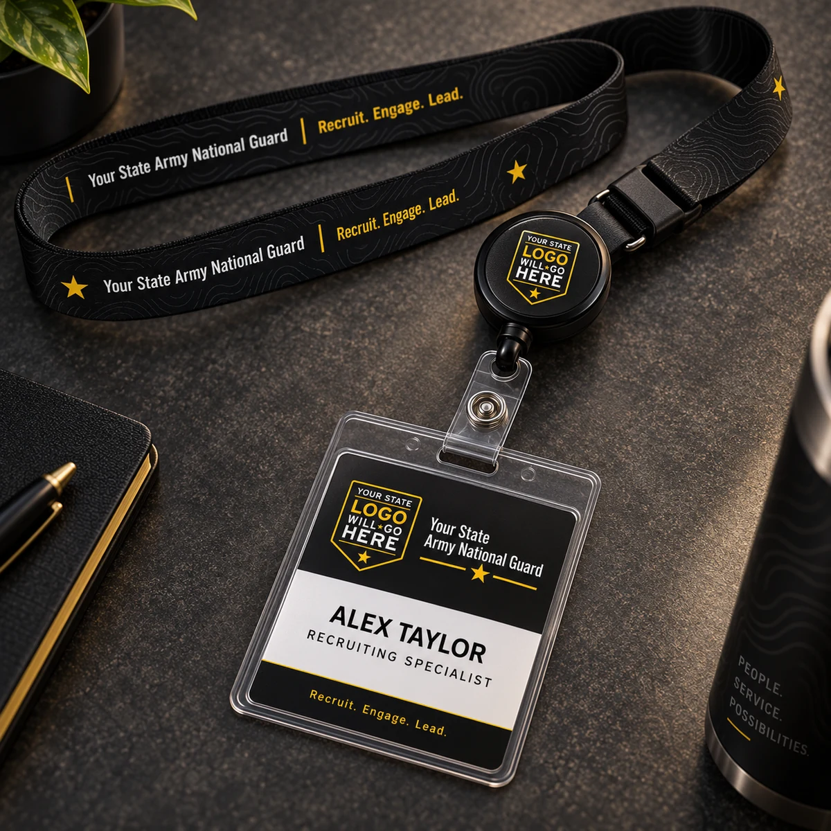 Recruiting Badge Lanyard — Recruit. Engage. Lead.