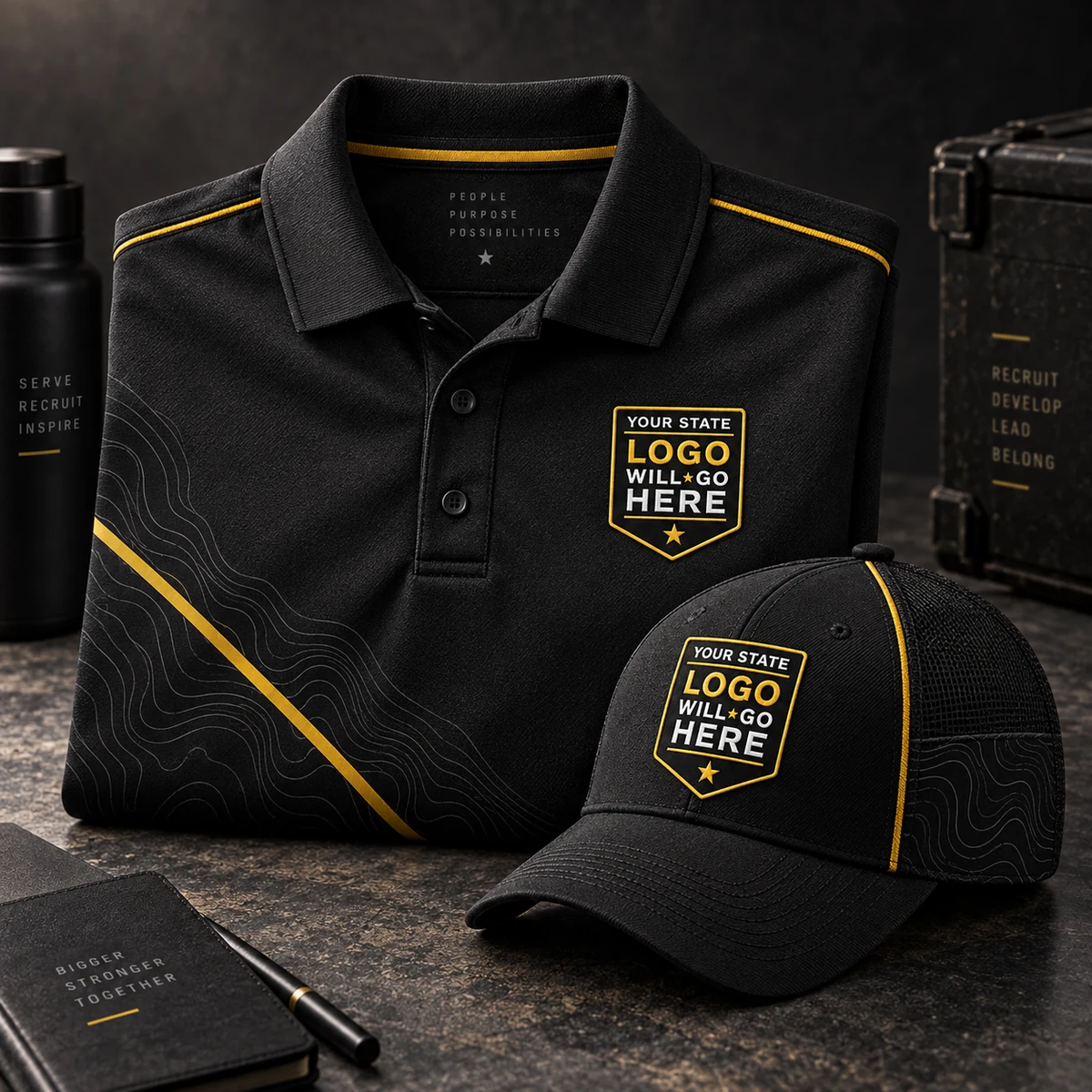 Topographic Polo and Cap Set — Topographic / Black