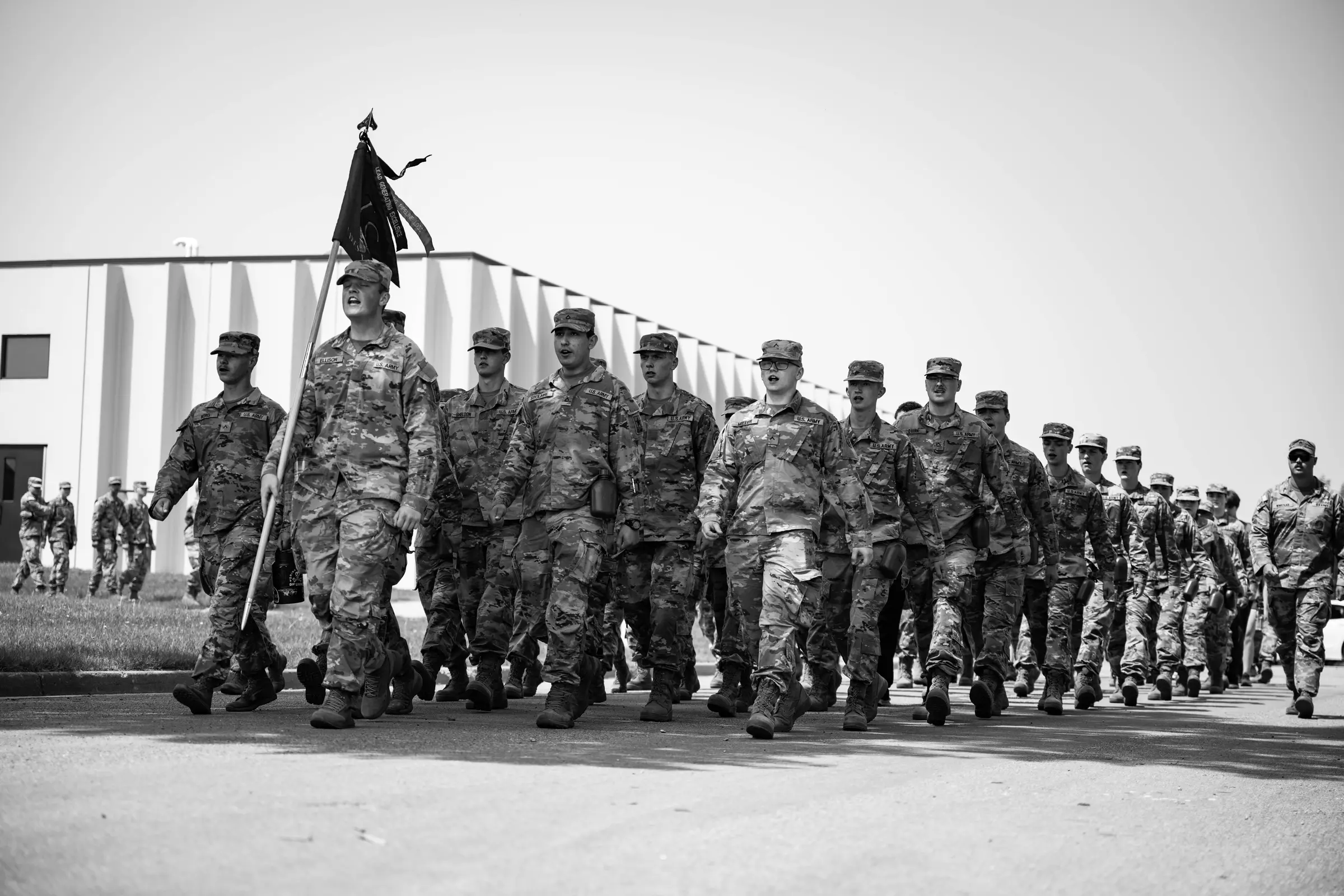 Army National Guard Soldiers moving together in formation