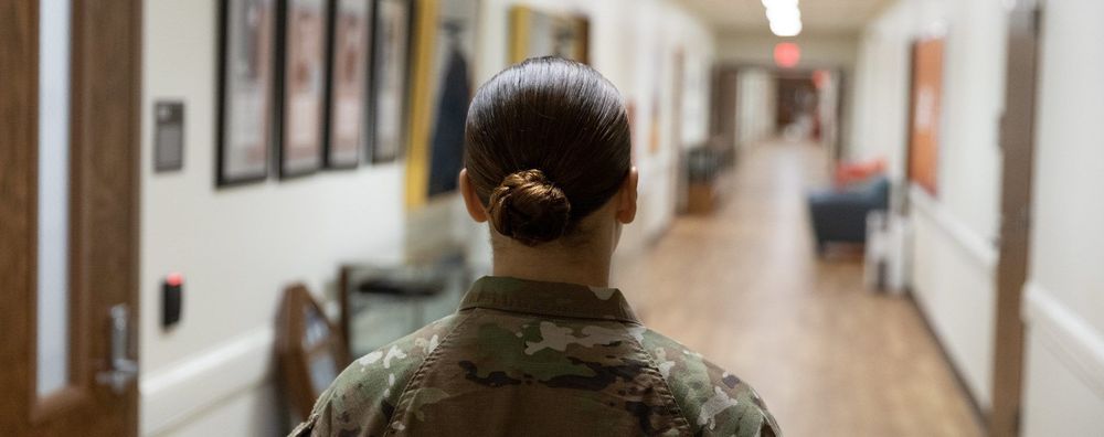 Army National Guard Soldier walking toward her next assignment